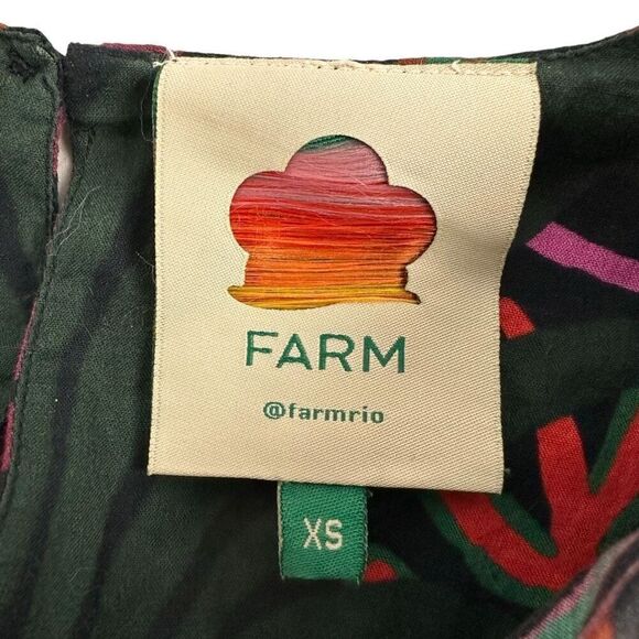 Farm Rio Frutis Dream Puff-Sleeve Blouse size XS Black - Picture 8 of 11